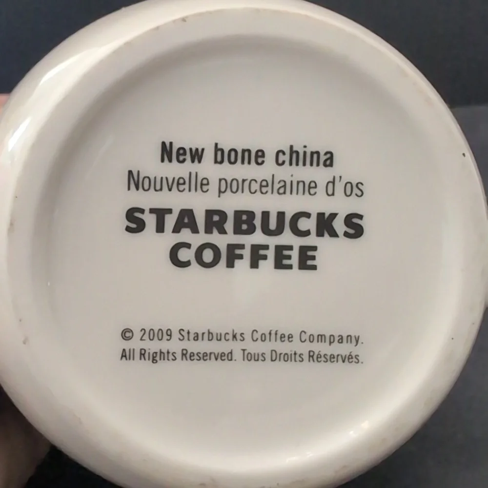 Starbucks 2009 New Bone China Set Of 3 Large White Coffee Mugs. - Picture 7 of 9